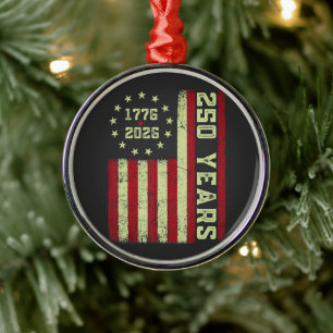 250 Anniversary Usa Flag Metal Ornament