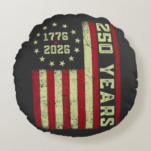 250 Anniversary Usa Flag Round Pillow
