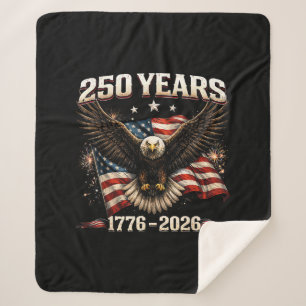 250 Anniversary USA Patriotic Eagle 250th Independ Sherpa Blanket