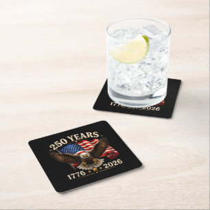 250 Anniversary USA Patriotic Eagle 250th Square Paper Coaster