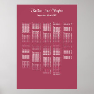 250+ Burgundy Simple Wedding Seating Chart