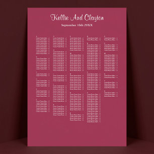 250+ Burgundy Simple Wedding Seating Chart