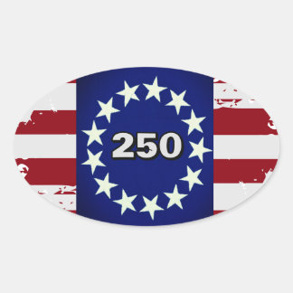 250 Colonial Flag Oval Sticker
