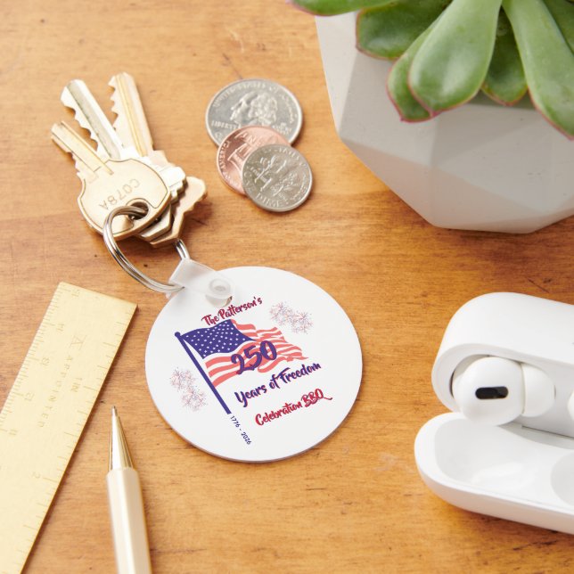 250 Fourth of July Patriotic BBQ  Script Keychain (Desk)