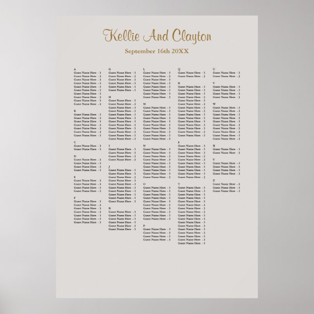 250 Gray Simple Wedding Seating Chart (Front)