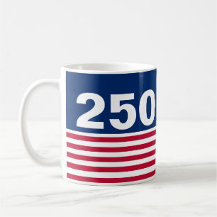250 Red White and Blue USA Anniversary Coffee Mug
