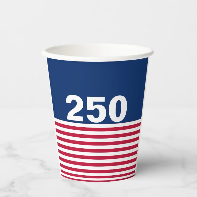 250 Red White and Blue USA Anniversary Paper Cups (Front)