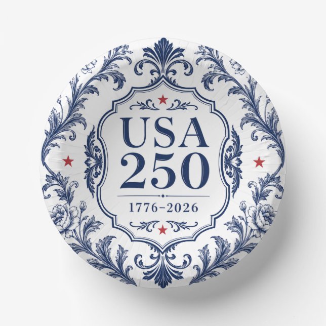 250 USA Floral Paper Plate (Front)