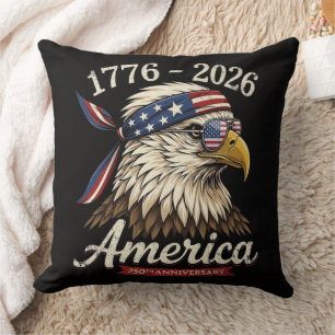 250 Year America 1776 2026 Eagle Vintage Throw Pillow