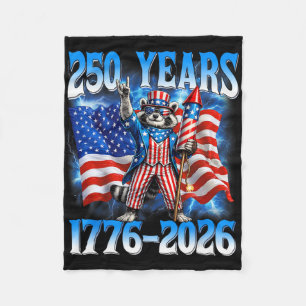250 Year American 250th Anniversary Usa Raccoon 4t Fleece Blanket