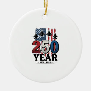 250 Year Patriotic Jet Vintage Engraving Shirt Des Ceramic Ornament