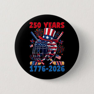 250 Years 1776 2026 250th Anniversary Ice Hockey 2 Inch Round Button