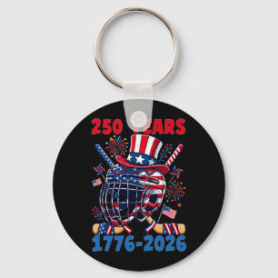 250 Years 1776 2026 250th Anniversary Ice Hockey Keychain