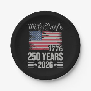 250 Years 1776 2026 250th Birthday 4th Of July Paper Plate