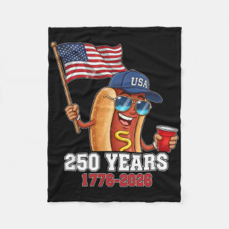 250 Years 1776-2026 250th Birthday Hotdog Fleece Blanket