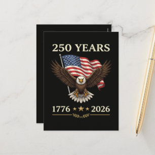 250 Years 1776 2026 Eagle American Flag Holiday Postcard