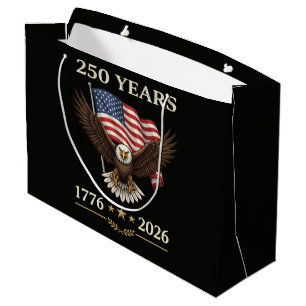250 Years 1776 2026 Eagle American Flag Large Gift Bag