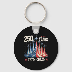 250 Years 1776-2026 Fighter Jets Usa Flag 250th Bi Keychain