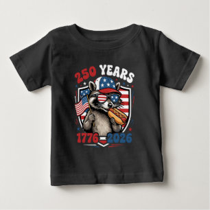 250 years 1776 2026 patriotic raccoon usa independ baby T-Shirt