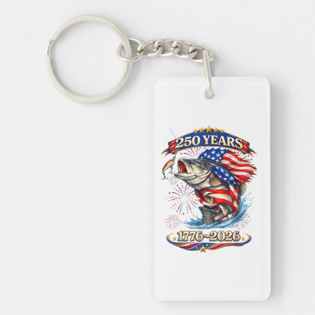 250 Years 1776-2026 Trout Fishing  Keychain (Front)