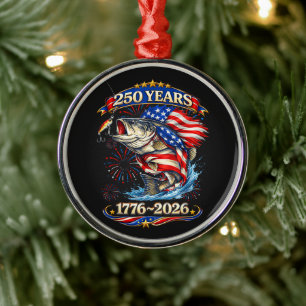 250 Years 1776-2026 Trout Fishing Metal Ornament
