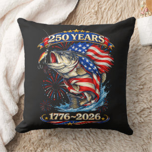 250 Years 1776-2026 Trout Fishing Throw Pillow