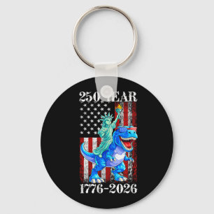 250 Years 250th Anniversary USA Dino 4th of July Keychain