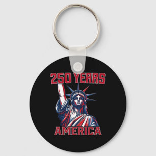 250 Years AAAmerica Statue of Liberty USA Flag 4th Keychain