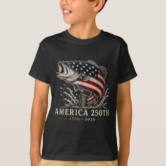 250 Years Aamerica 1776 2026 Fishing Usa Flag T-Shirt