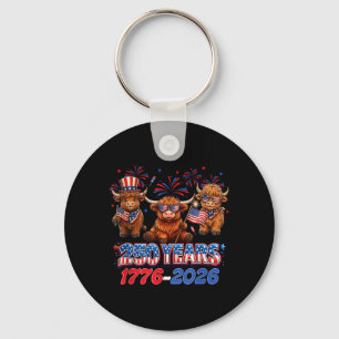 250 Years Aamerica Anniversary Cow 4th July Keychain