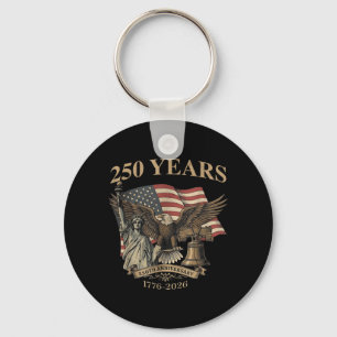 250 Years America 1776-2026 Liberty Eagle USA Flag Keychain