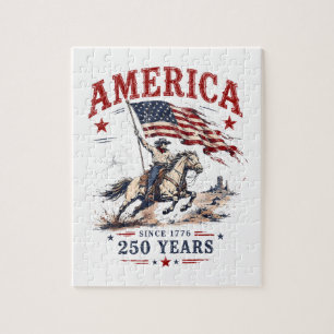 250 Years America 1776 2026 Patriotic Cowboy Jigsaw Puzzle