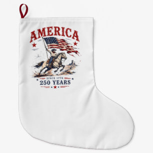 250 Years America 1776 2026 Patriotic Cowboy Large Christmas Stocking