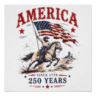 250 Years America 1776 2026 Patriotic Cowboy Poster