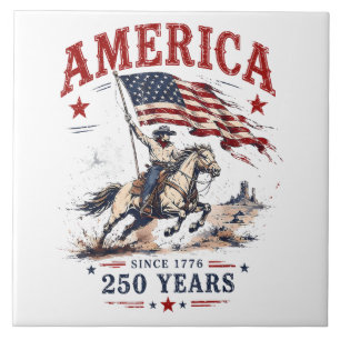 250 Years America 1776 2026 Patriotic Cowboy Tile