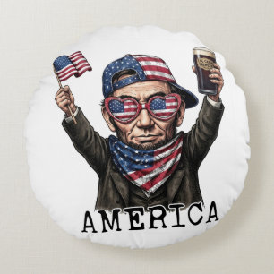 250 Years America Anniversary 1776 Lincoln Abe Round Pillow
