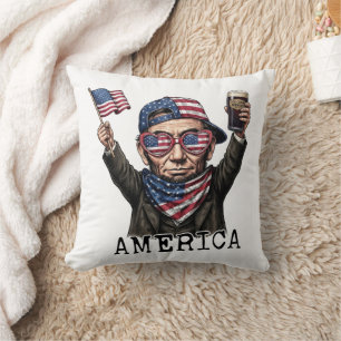 250 Years America Anniversary 1776 Lincoln Abe Throw Pillow