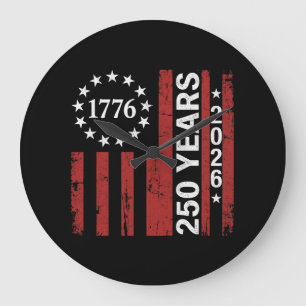 250 Years America Anniversary 250th Independence Large Clock