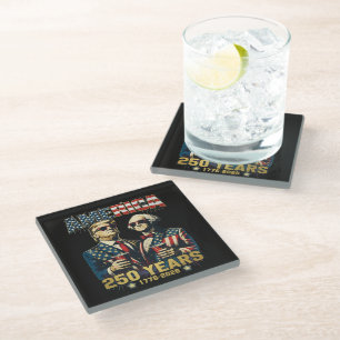 250 Years America Anniversary 250th Trump Glass Coaster