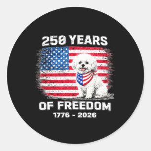 250 Years America Anniversary Bichon Frise 250th A Classic Round Sticker