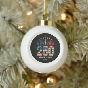 250 Years America Anniversary Ceramic Ball Christmas Ornament