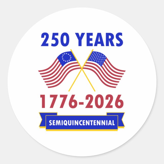 250 Years America Anniversary July 4th Vintage Wom Classic Round Sticker (Front)