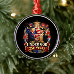 250 Years America Anniversary Trump Washington Metal Ornament
