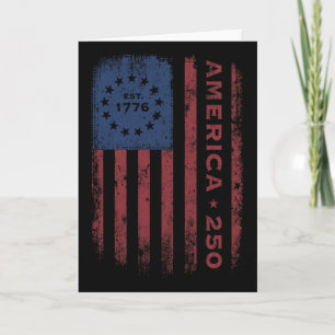 250 Years America Vintage Historical Us Flag Card