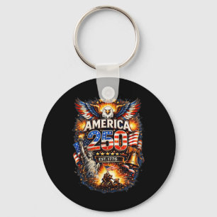 250 Years American 1776 2026 250th Usa Birthday 4t Keychain