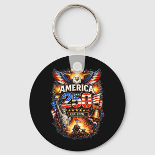 250 Years American 1776 2026 250th USA Birthday Keychain