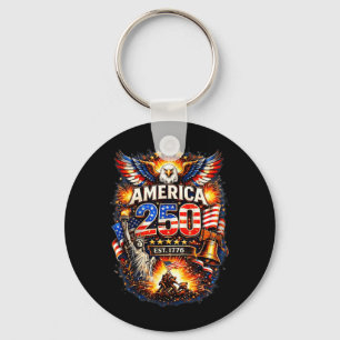 250 Years American 1776 2026 250th USA Birthday Keychain