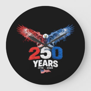 250 Years American 1776 2026 250th USA Patriotic Large Clock