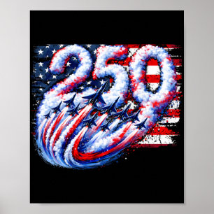 250 Years American 1776 2026 Fighter Jet Airplane Poster