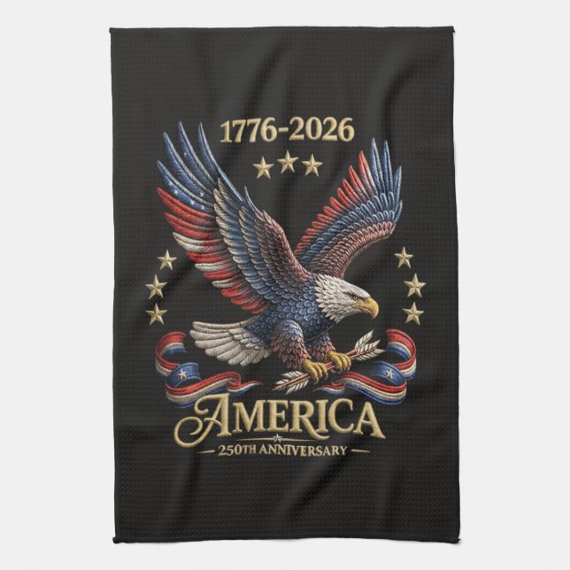 250 Years American 250th Anniversary Eagle Kitchen Towel (Vertical)